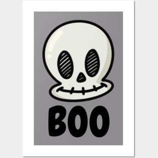 Cute Skull Boo Halloween Posters and Art